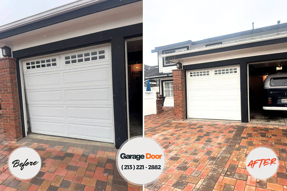 Before and after: garage door repair Hancock, MI